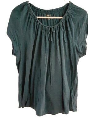 LL Bean Woman's Blouse Size XL Pullover Round Neck Cotton Modal Peasant Hippie